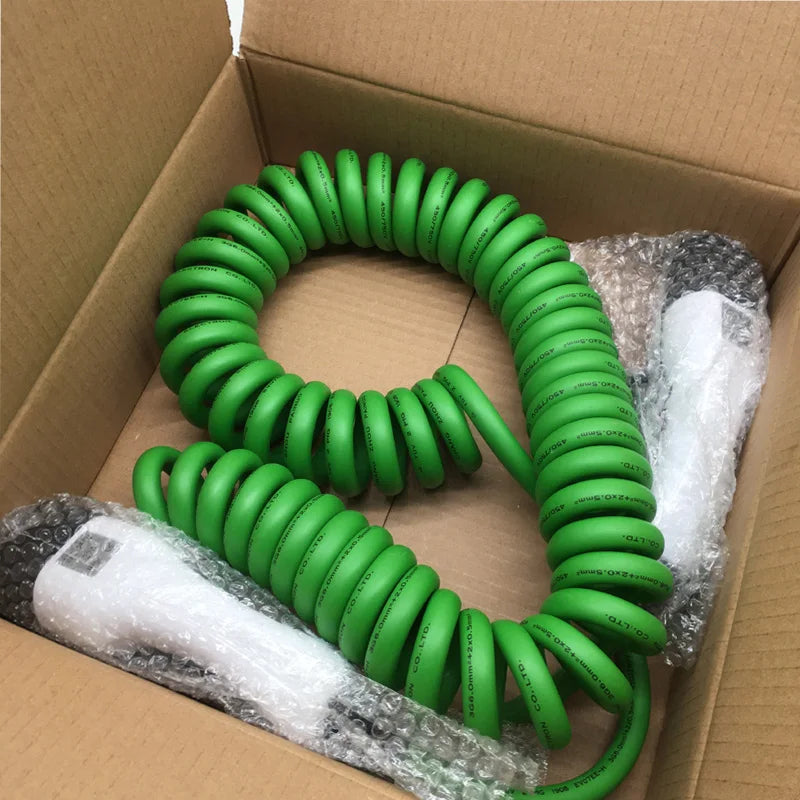22KW 11KW Type 2 Street Charging Spiralkabel Cable Spiral Cable 5 Meters Long Cable 9 meters Green Electric Car Vehicle RISE DEFENSE SYSTEMS.AI PRODUCTS