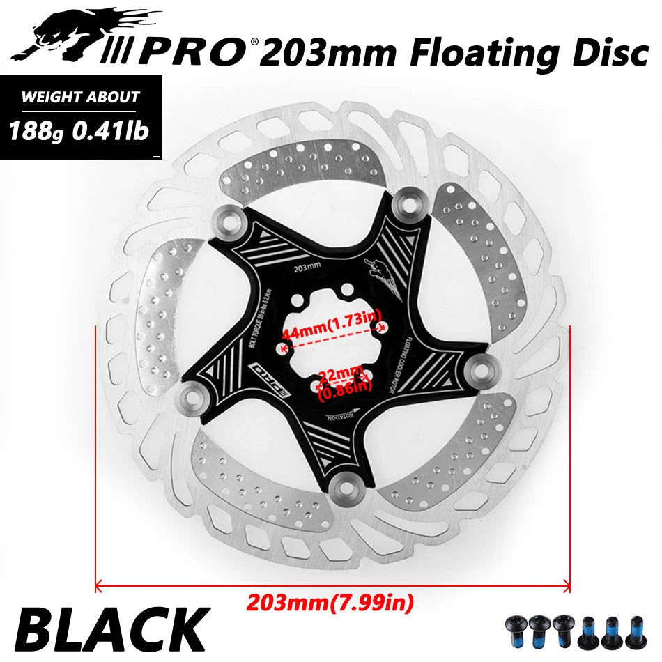 IIIPRO 6-Bolt Brake Disc 160mm/180mm/203mm Brake Disc Rotor Floating Cooling Heat Dissipation DH 6 Inch MTB/Road Bike RISE DEFENSE SYSTEMS.AI PRODUCTS