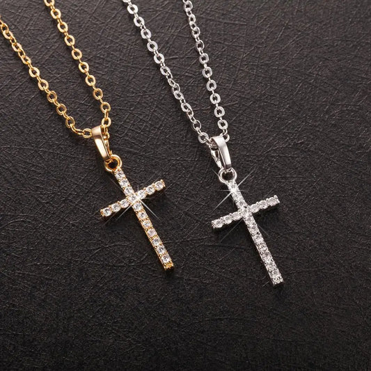Fashion  Cross Pendants dropshipping Golden Silver  Color Crystal Jesus Cross Pendant Necklace Jewelry For Men/Women Wholesale RISE DEFENSE SYSTEMS.AI PRODUCTS