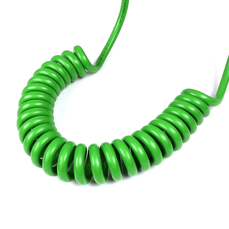 22KW 11KW Type 2 Street Charging Spiralkabel Cable Spiral Cable 5 Meters Long Cable 9 meters Green Electric Car Vehicle RISE DEFENSE SYSTEMS.AI PRODUCTS