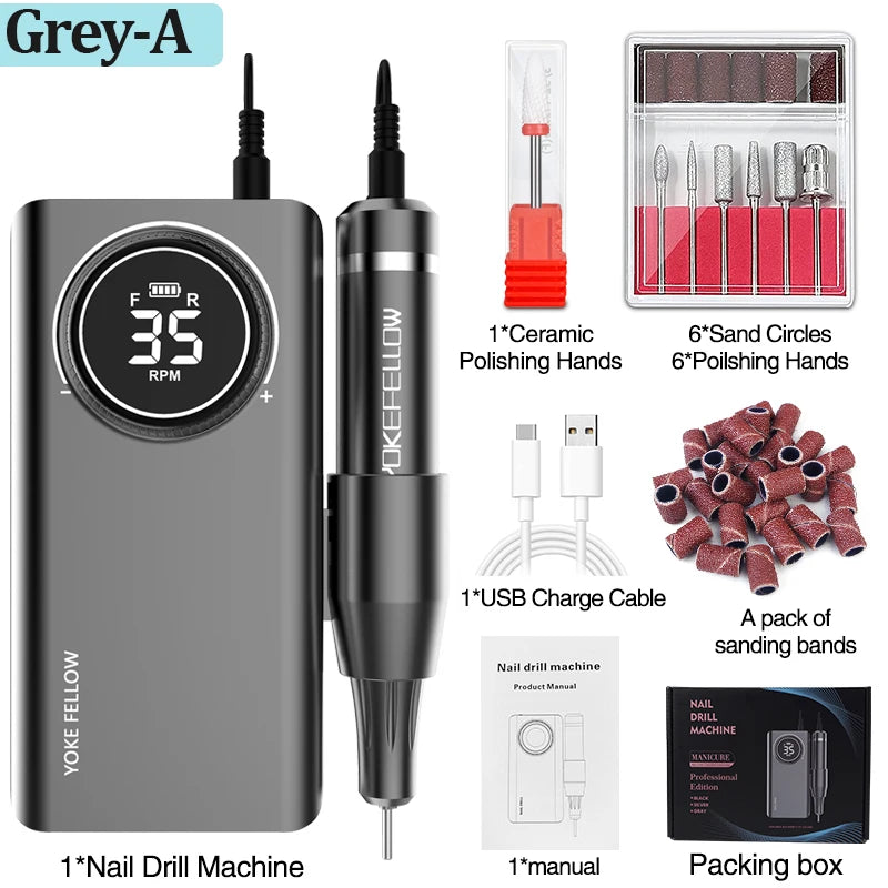 35000RPM Nail Drill Machine With HD LCD Display Rechargeable Nail Master For Manicure Portable Nail Drill Milling Machine RISE DEFENSE SYSTEMS.AI PRODUCTS