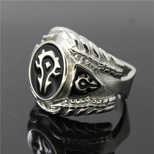 Mens Boys 316L Stainless Steel Cool Punk Gothic World of Warcraft WOW Alliance Ring Game RISE DEFENSE SYSTEMS.AI PRODUCTS