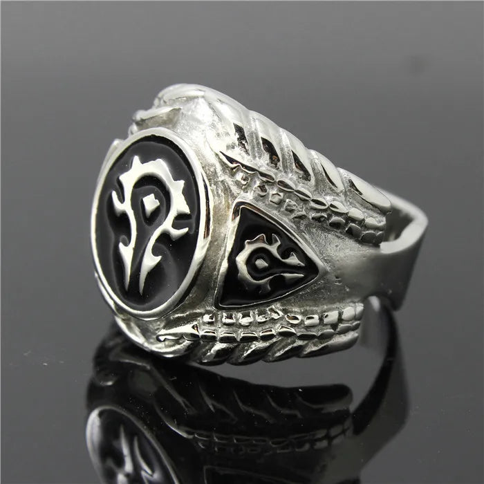 Mens Boys 316L Stainless Steel Cool Punk Gothic World of Warcraft WOW Alliance Ring Game RISE DEFENSE SYSTEMS.AI PRODUCTS
