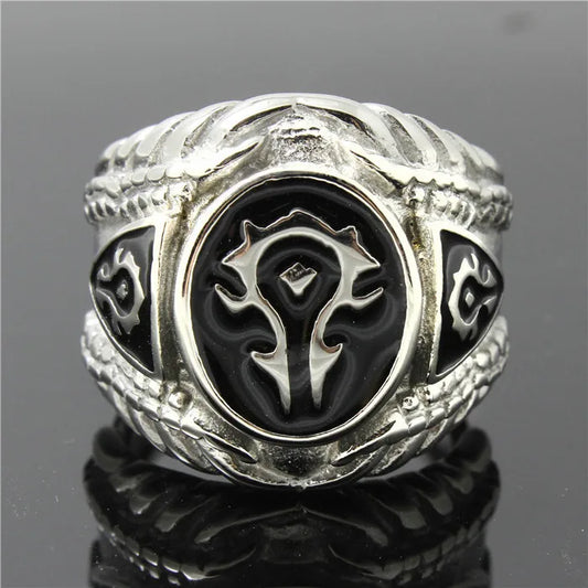 Mens Boys 316L Stainless Steel Cool Punk Gothic World of Warcraft WOW Alliance Ring Game RISE DEFENSE SYSTEMS.AI PRODUCTS