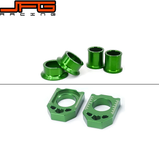 Motorcycle CNC Front Rear Wheel Hub Spacer Chain Adjust Axle Blocks For Kawasaki KX125 KX250 2006-2008 KX250F KX450F 2006-2016 RISE DEFENSE SYSTEMS.AI PRODUCTS