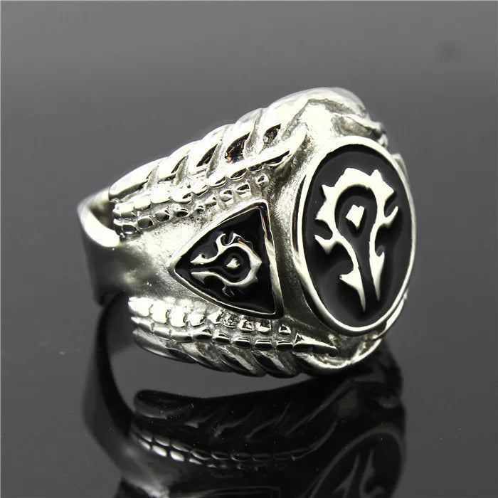 Mens Boys 316L Stainless Steel Cool Punk Gothic World of Warcraft WOW Alliance Ring Game RISE DEFENSE SYSTEMS.AI PRODUCTS