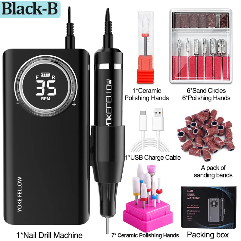 35000RPM Nail Drill Machine With HD LCD Display Rechargeable Nail Master For Manicure Portable Nail Drill Milling Machine RISE DEFENSE SYSTEMS.AI PRODUCTS