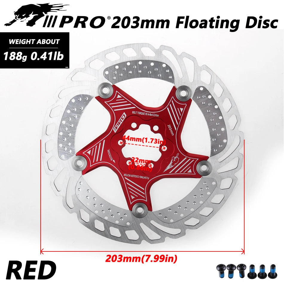 IIIPRO 6-Bolt Brake Disc 160mm/180mm/203mm Brake Disc Rotor Floating Cooling Heat Dissipation DH 6 Inch MTB/Road Bike RISE DEFENSE SYSTEMS.AI PRODUCTS