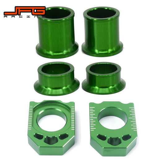 Motorcycle CNC Front Rear Wheel Hub Spacer Chain Adjust Axle Blocks For Kawasaki KX125 KX250 2006-2008 KX250F KX450F 2006-2016 RISE DEFENSE SYSTEMS.AI PRODUCTS