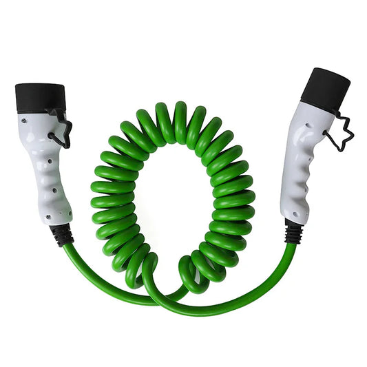 22KW 11KW Type 2 Street Charging Spiralkabel Cable Spiral Cable 5 Meters Long Cable 9 meters Green Electric Car Vehicle RISE DEFENSE SYSTEMS.AI PRODUCTS