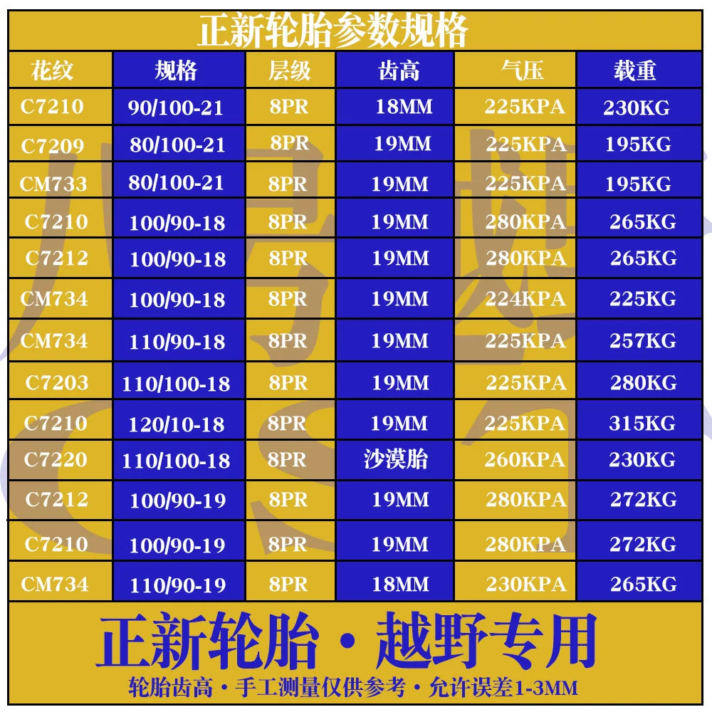 Zhengxin Scrambling Motorcycle Tire 80/110/100/90-21-19-18 Snow Mud Mountain Desert Big Flower Tire RISE DEFENSE SYSTEMS.AI PRODUCTS