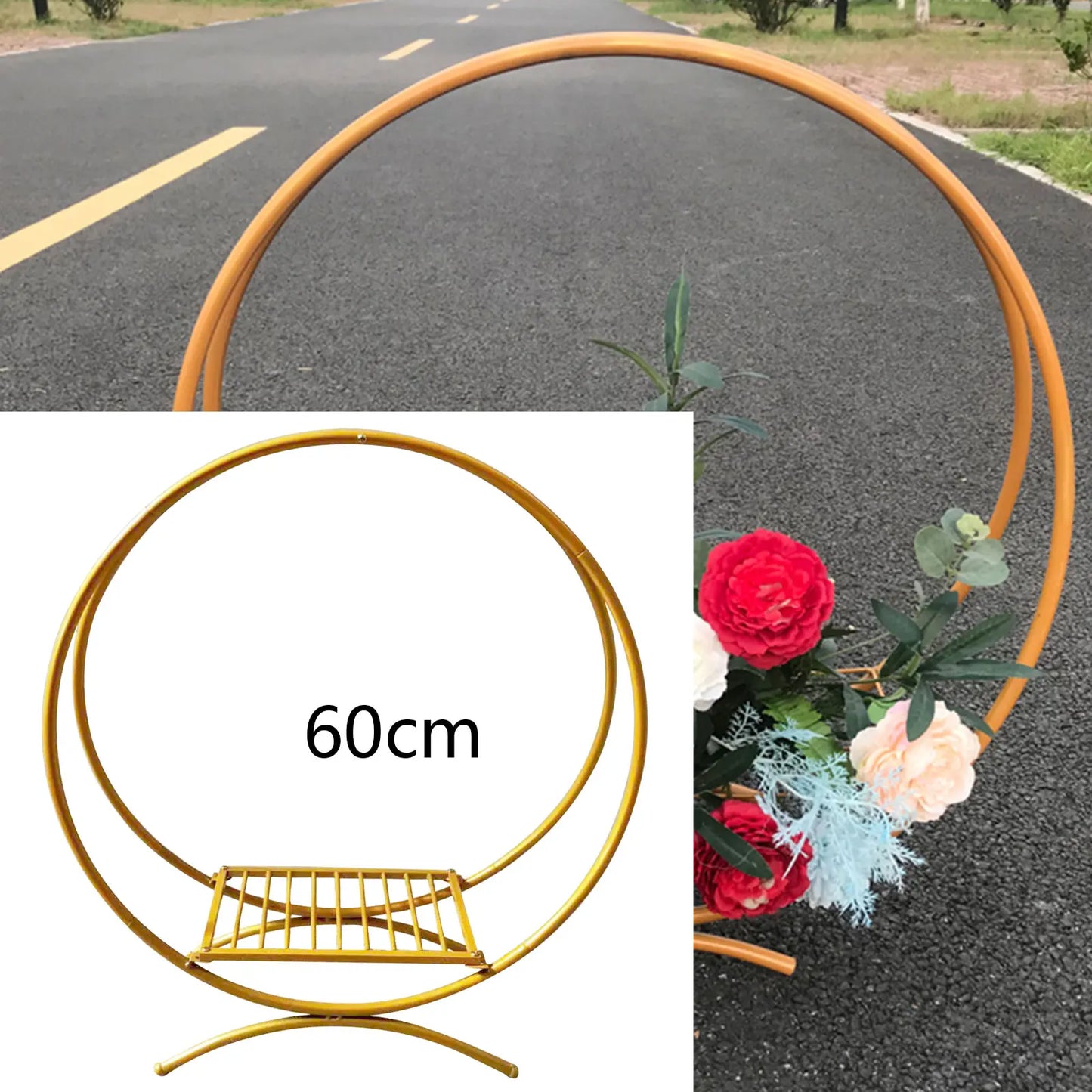 Gold 60cm /80cm Wedding Cake Stand Flower Stand Floral Hoop Wedding Decor Round Metal Wedding Arch Gold Double Hoop Wedding Part RISE DEFENSE SYSTEMS.AI PRODUCTS