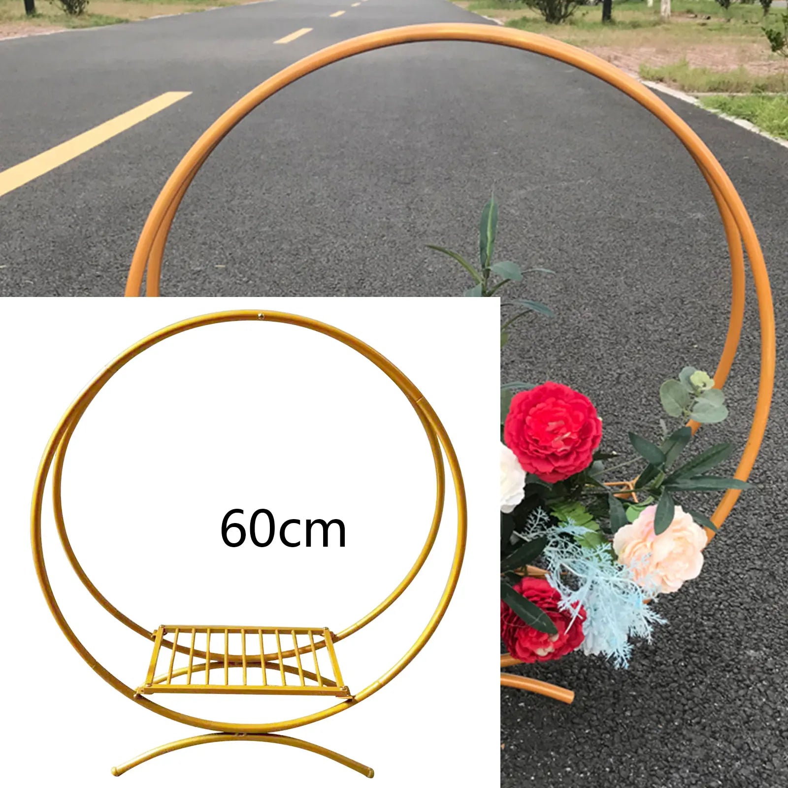 Gold 60cm /80cm Wedding Cake Stand Flower Stand Floral Hoop Wedding Decor Round Metal Wedding Arch Gold Double Hoop Wedding Part RISE DEFENSE SYSTEMS.AI PRODUCTS