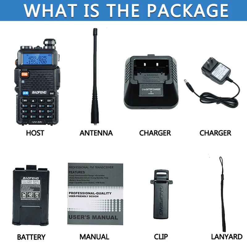 Baofeng Walkie Talkie UV 5R 5W 8W Dual Band Ham Two Way Radio Vhf Uhf FM Radio Handheld Transceiver Hunting 16KM RISE DEFENSE SYSTEMS.AI PRODUCTS