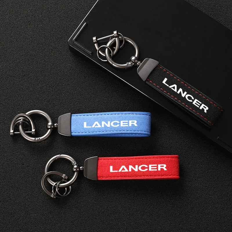 Suede Metal Buckle Car Keychain Business Gift with Logo keyring For Mitsubishi Lancer Car Styling Accessories RISE DEFENSE SYSTEMS.AI PRODUCTS