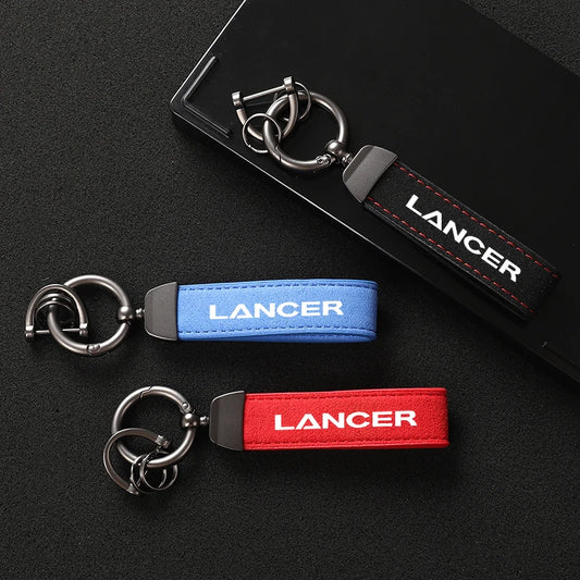 Suede Metal Buckle Car Keychain Business Gift with Logo keyring For Mitsubishi Lancer Car Styling Accessories RISE DEFENSE SYSTEMS.AI PRODUCTS