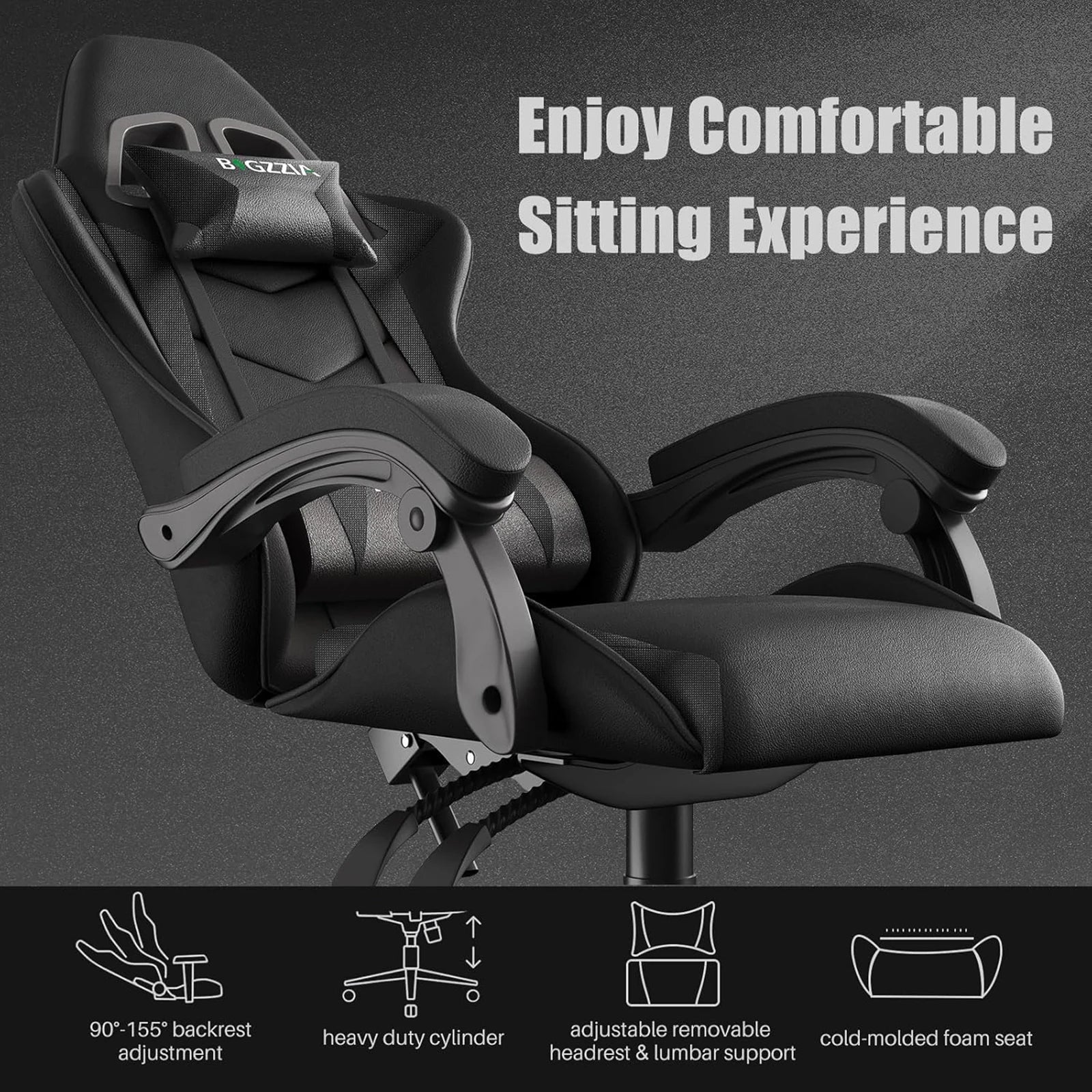 Gaming Chair Office Chair Ergonomic PU Leather Computer Desk Chair with Headrest and Lumbar Support Game Chairs Racing Chair RISE DEFENSE SYSTEMS.AI PRODUCTS