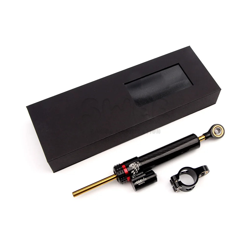 Motorcycle  Adjustable Damper Steering Stabiliz 252mm 342mm steering stabilizer for Honda Kawasaki Yamaha Carbon fiber texture RISE DEFENSE SYSTEMS.AI PRODUCTS
