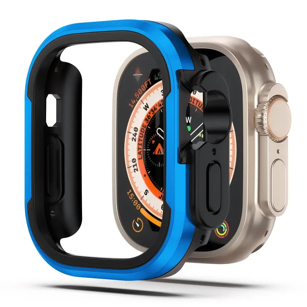 Aluminum alloy Case For Apple Watch Ultra 2 49mm series 9 8 7 6 se 5 TPU Bumper+Metal Frame For iWatch 45mm 41mm 44mm 40mm Cover RISE DEFENSE SYSTEMS.AI PRODUCTS