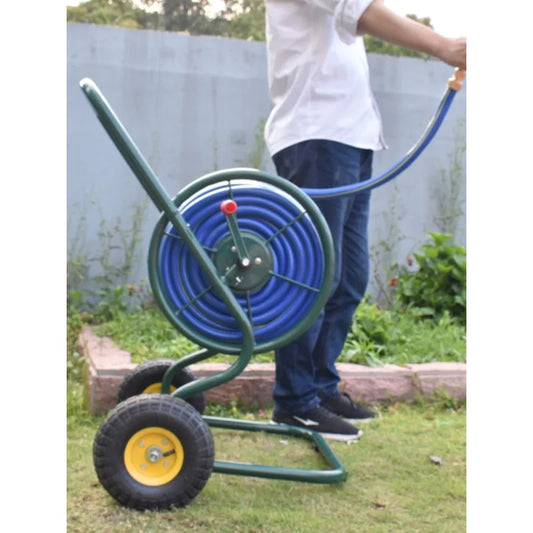 Metal Water Pipe Organizer Frame 100 M Car Wash Watering Home Hose Nozzle High Pressure Hose Reel Set RISE DEFENSE SYSTEMS.AI PRODUCTS