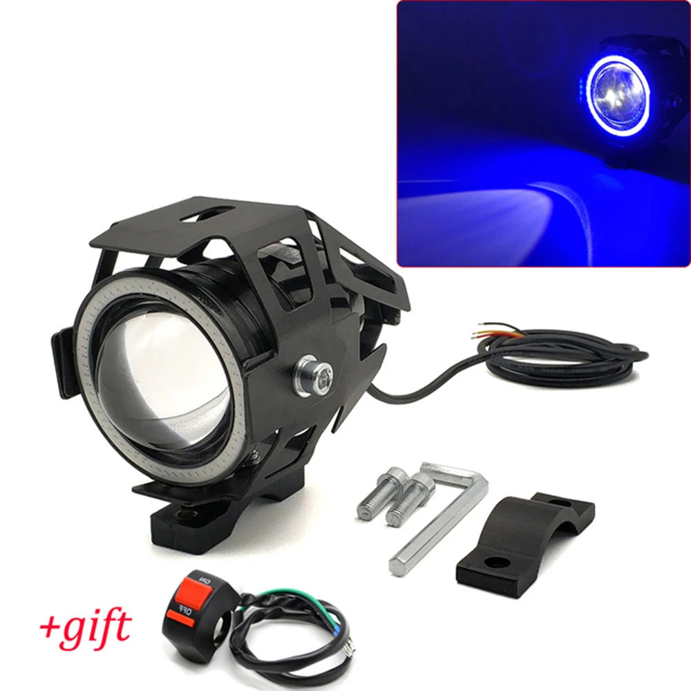 LED headlight for motorcycle Cree LED Angel Eyes DHO U7, strobe light for motorcycle with tube mount RISE DEFENSE SYSTEMS.AI PRODUCTS