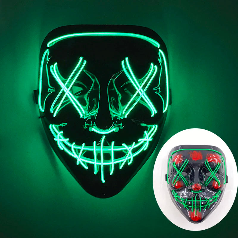 Wireless Horror Luminous Glowing Mask Full Face LED Light Purge Mask mascara Halloween Cosplay Party Mask Festival Costume Decor RISE DEFENSE SYSTEMS.AI PRODUCTS