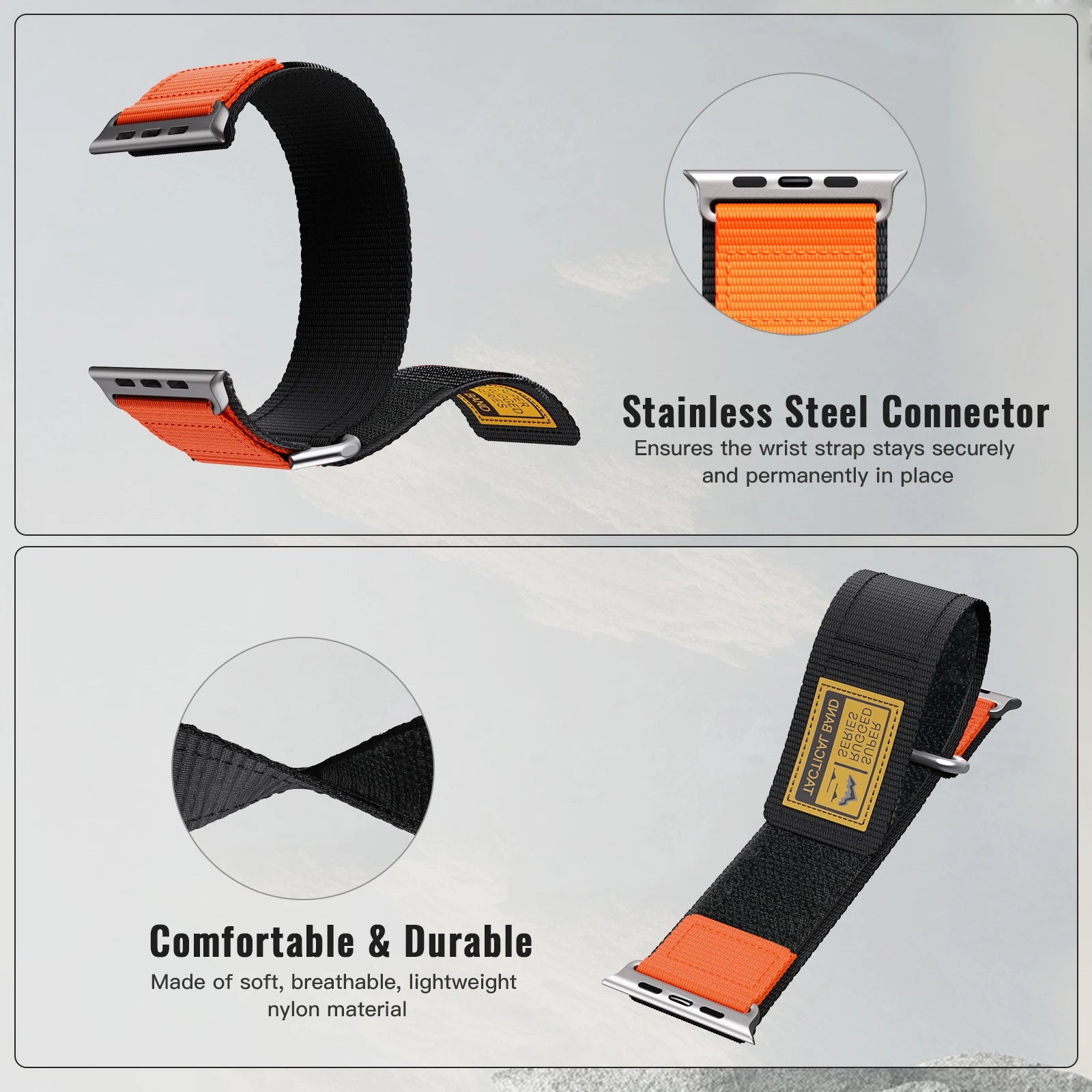 Strap for Apple Watch Band 45mm 44mm Ultra 49mm  42mm 44 45mm Wide Nylon Iwatch Series 9 Se 8 2 Correa Bracelet RISE DEFENSE SYSTEMS.AI PRODUCTS