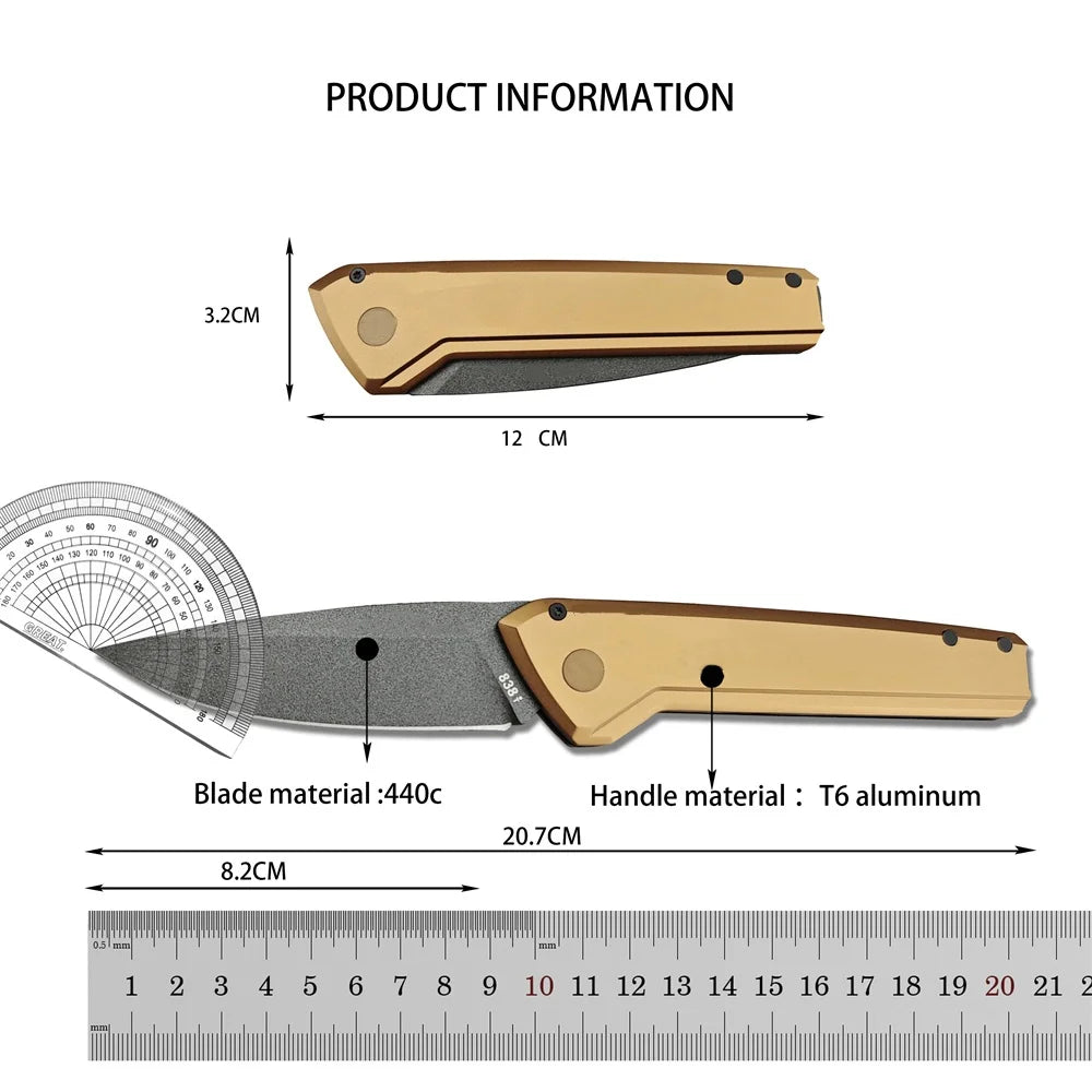 High Quality 838 Deploy Folding Utility Knife 440C Blade T6 Aluminum Handle Camping Tactical Knives Military Rescue Tool RISE DEFENSE SYSTEMS.AI PRODUCTS