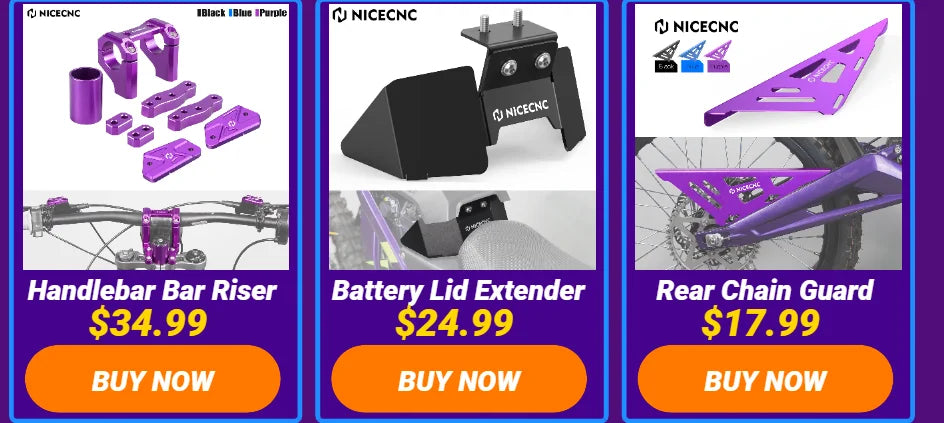 NICECNC For Surron Light Bee X S L1E Electric Dirt Bike Front Handlebar Bar Riser Mount Bracket Front Rear Brake Reservoir Cover RISE DEFENSE SYSTEMS.AI PRODUCTS