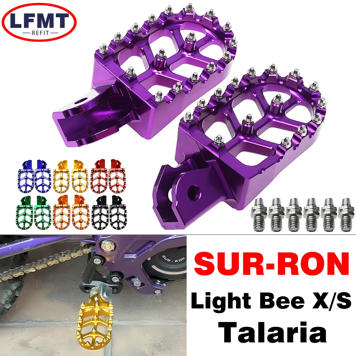 Motorcycle CNC Foot Pegs Pedal Mounting Pedals Retrofit Bracket For Sur-Ron Surron Sur ron Light Bee S X Electric Off-Road Bike RISE DEFENSE SYSTEMS.AI PRODUCTS