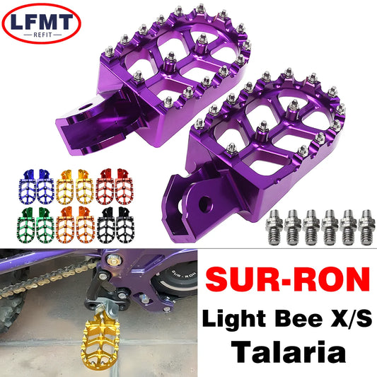 Motorcycle CNC Foot Pegs Pedal Mounting Pedals Retrofit Bracket For Sur-Ron Surron Sur ron Light Bee S X Electric Off-Road Bike RISE DEFENSE SYSTEMS.AI PRODUCTS
