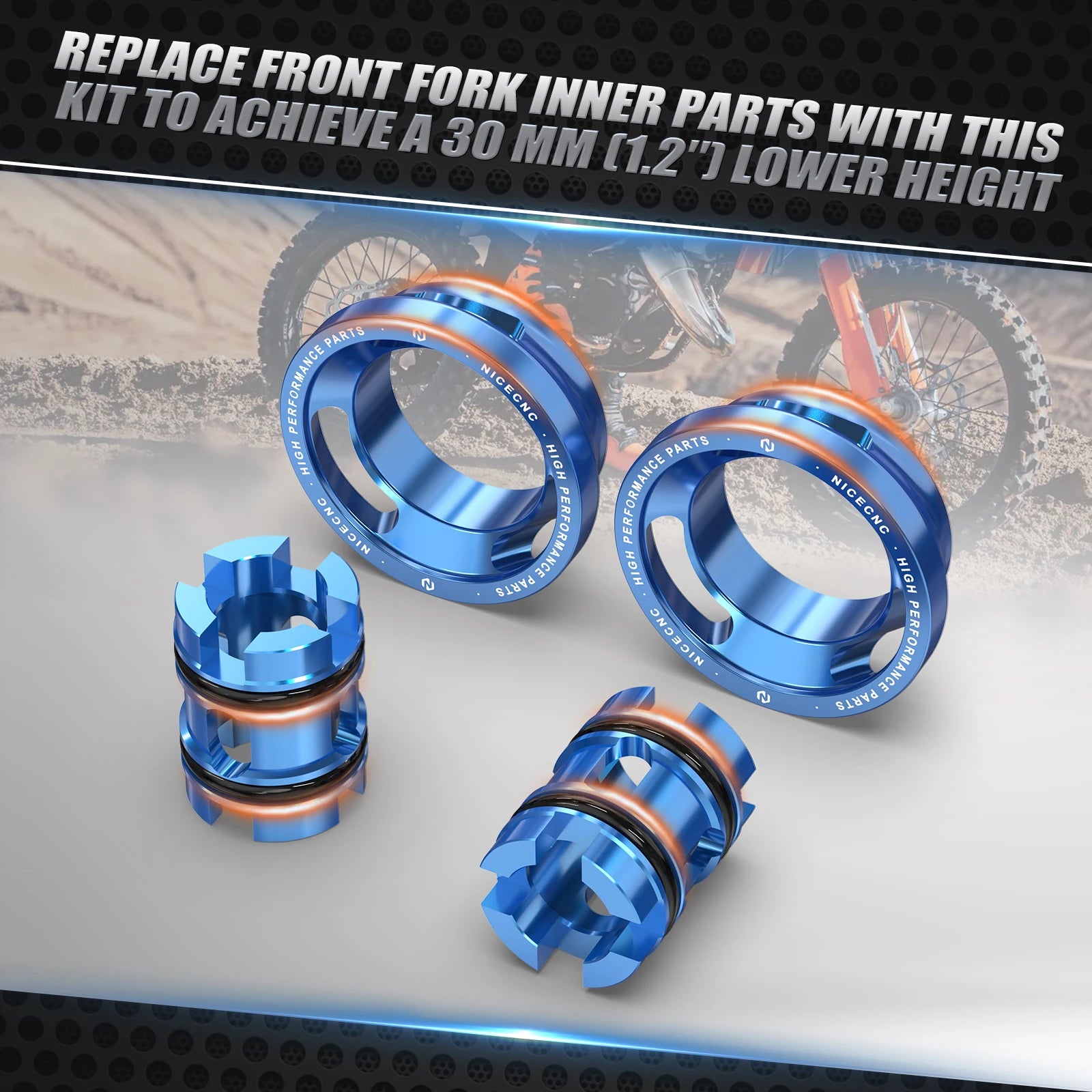 NICECNC 1.2'' Front Fork Lowering Kit For Sherco 125 250 300 SE 250 300 450 SEF RACING SIXDAYS FACTORY 2019 2018 WP Xplor Forks RISE DEFENSE SYSTEMS.AI PRODUCTS
