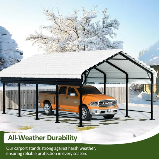 Metal Carport 12 x 20 FT, Galvanized Steel Roof and All-Metal Frame, Car Ports Kits for Outdoor, Garage Car Shelter Shade RISE DEFENSE SYSTEMS.AI PRODUCTS