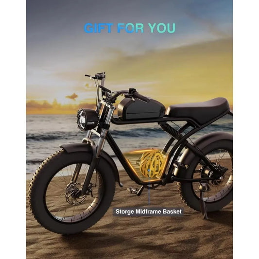 Electric Bike for Adults,1500W 30MPH,Max 75Miles Electric Motorcycle 20" Fat Tire Dirt Bike, 7-Speed E-Bike Dual Shock Absorber RISE DEFENSE SYSTEMS.AI PRODUCTS