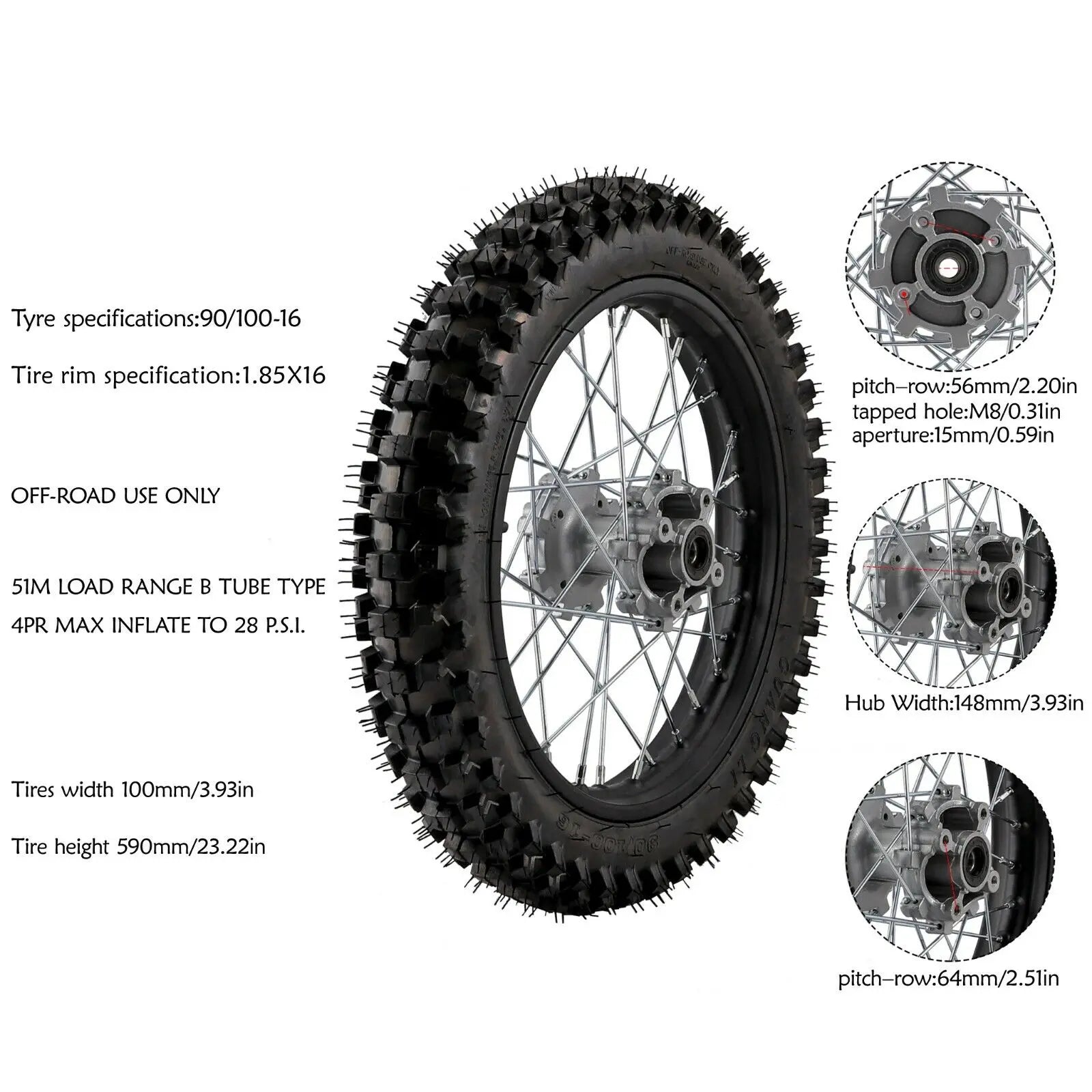 2PCS Front Rear 16