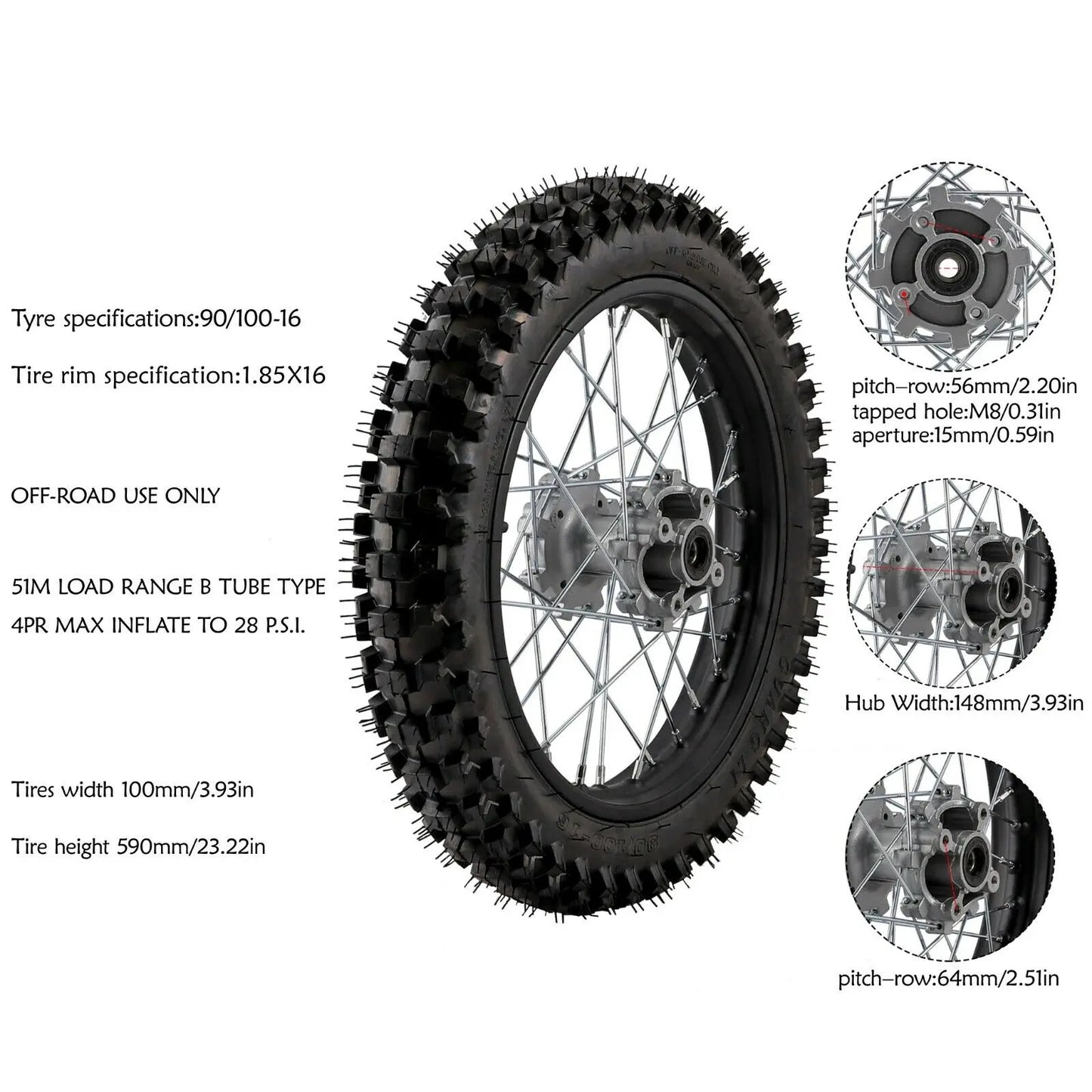 2PCS Front Rear 16" + 19" Wheel 70/100-19 90/100-16 Tire On Rim Fit 15mm Axle for Apollo Taotao 125/150/200/250cc RISE DEFENSE SYSTEMS.AI PRODUCTS
