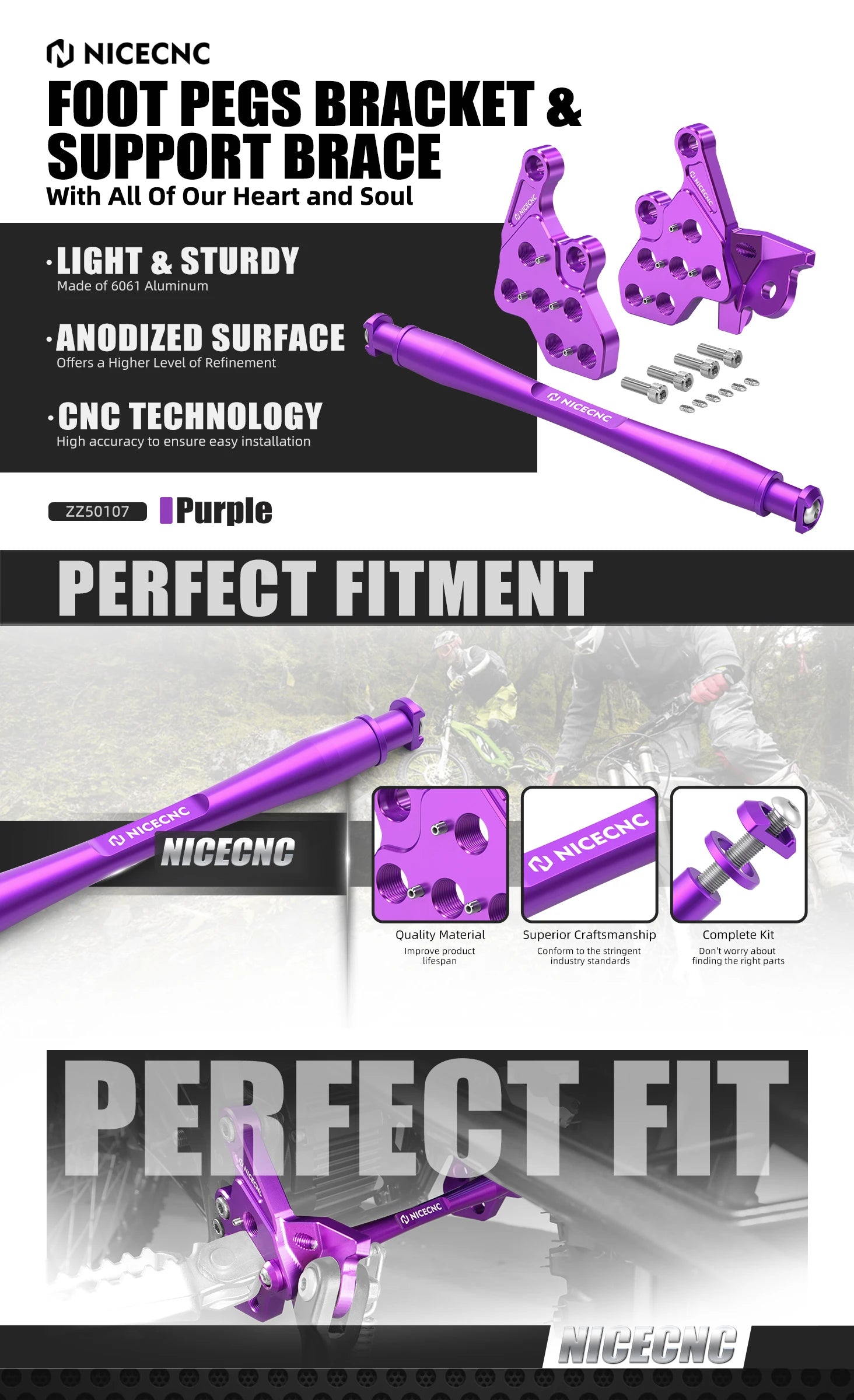 For Surron Light Bee X S L1E LBX Segway X160 X260 NICECNC Electric Dirt Bike Foot Pegs Mount Bracket Footrest Support Brace Kit RISE DEFENSE SYSTEMS.AI PRODUCTS