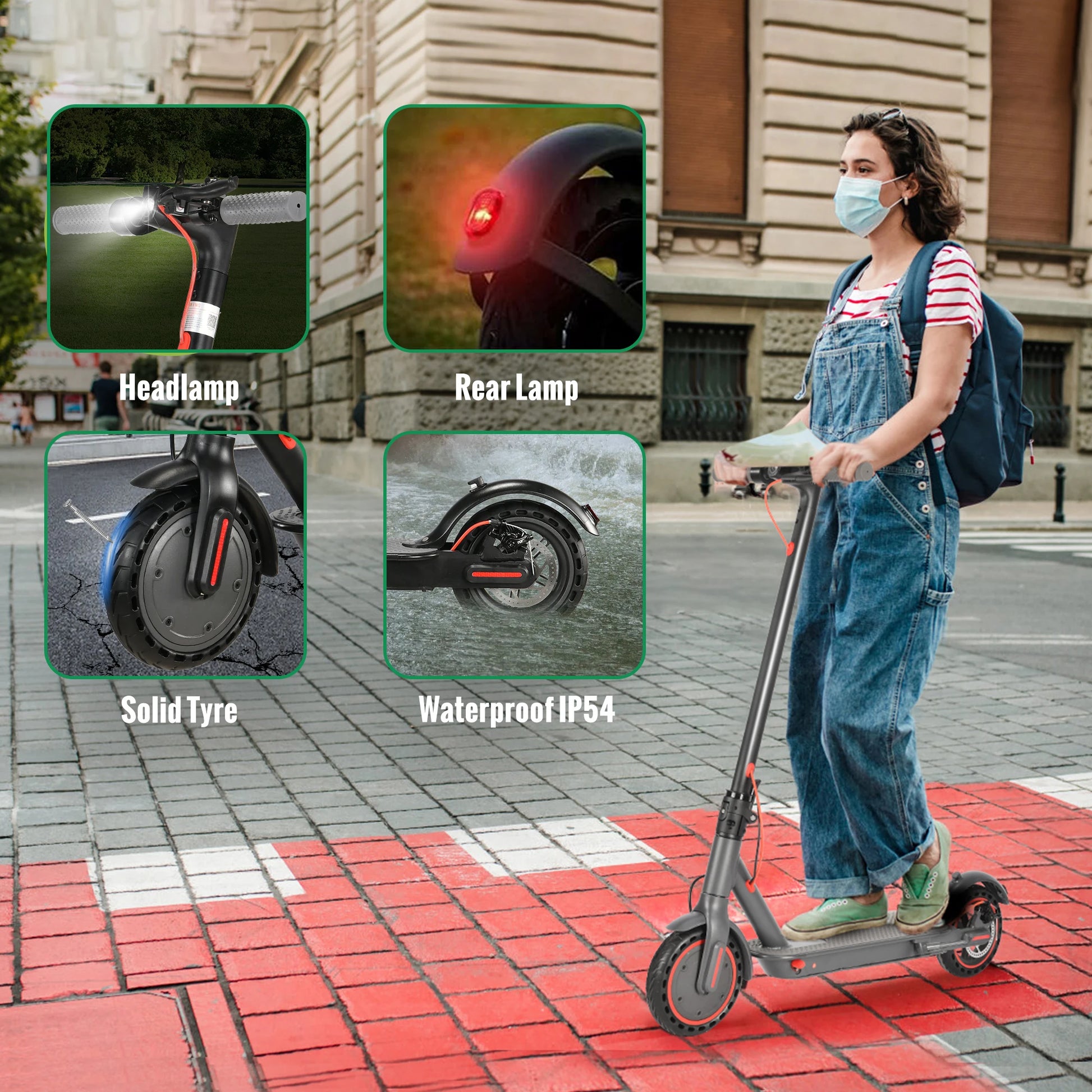350W Foldable Electric Scooter for Adults Teens,Explosion-proof Tires,Dual Brake System Lightweight High Quality Kick E-scooter RISE DEFENSE SYSTEMS.AI PRODUCTS