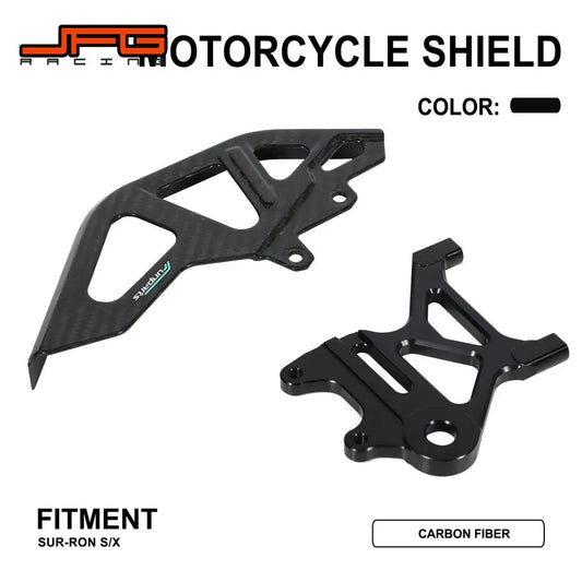 Funparts Motorcycle Rear Disc Guard Cover Carbon Fiber Protection For SUR-RON Surron S X Off-Road Electric Vehicle Dirt Pit Bike RISE DEFENSE SYSTEMS.AI PRODUCTS
