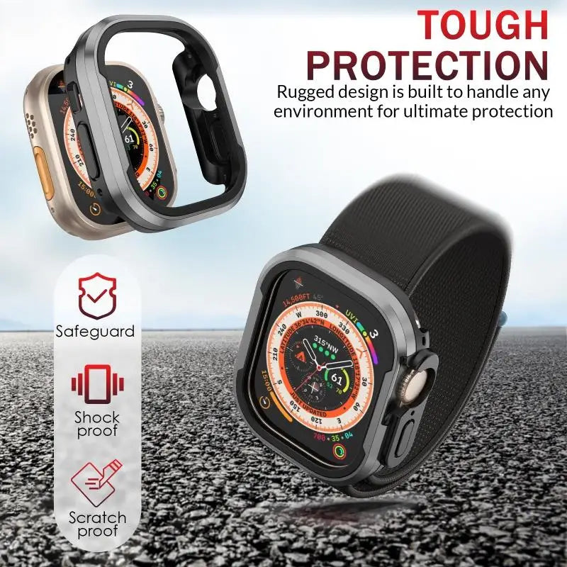 Aluminum alloy Case For Apple Watch Ultra 2 49mm series 9 8 7 6 se 5 TPU Bumper+Metal Frame For iWatch 45mm 41mm 44mm 40mm Cover RISE DEFENSE SYSTEMS.AI PRODUCTS