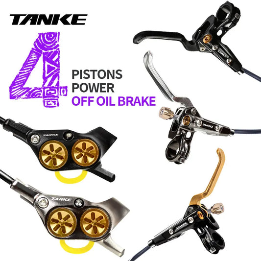 TANKE E-Bike MTB 4 Piston Hydraulic Disc Brake Set 160mm Rotors Oil Pressure Brakes Front Rear Mountain Bicycle Clamp Ultralight RISE DEFENSE SYSTEMS.AI PRODUCTS