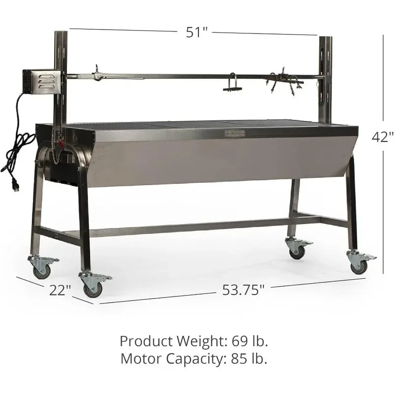 TITAN GREAT OUTDOORS 13W Stainless Steel Rotisserie Grill, 4 RPM Rotation Speed, Rated 88 LB Outdoor Cooking Spit Roaster RISE DEFENSE SYSTEMS.AI PRODUCTS
