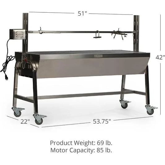TITAN GREAT OUTDOORS 13W Stainless Steel Rotisserie Grill, 4 RPM Rotation Speed, Rated 88 LB Outdoor Cooking Spit Roaster RISE DEFENSE SYSTEMS.AI PRODUCTS