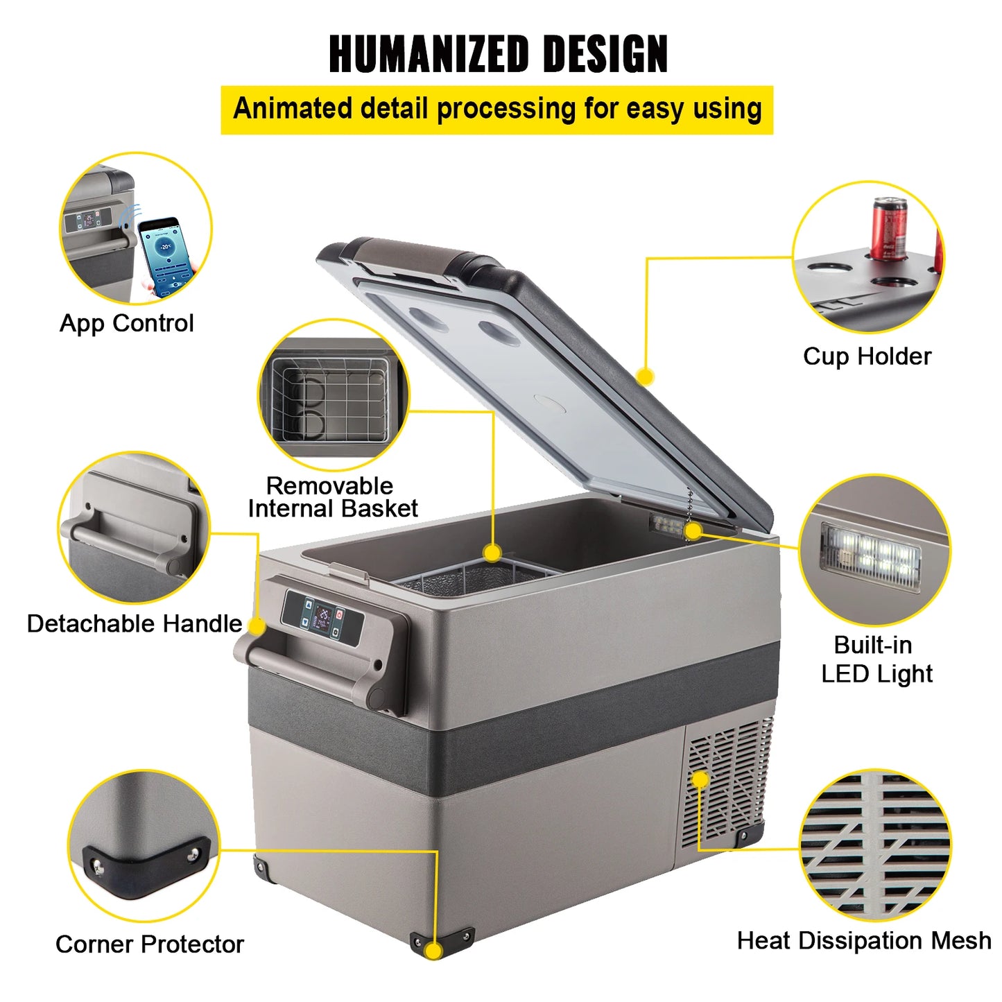 VEVOR 12V Car Refrigerator 48 Quart (45L) Fast Cooling Portable Freezer with App Control for Travel Truck Camping and Home Use RISE DEFENSE SYSTEMS.AI PRODUCTS
