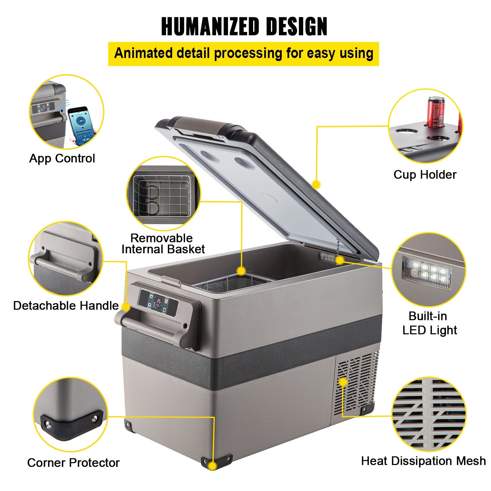 VEVOR 12V Car Refrigerator 48 Quart (45L) Fast Cooling Portable Freezer with App Control for Travel Truck Camping and Home Use RISE DEFENSE SYSTEMS.AI PRODUCTS