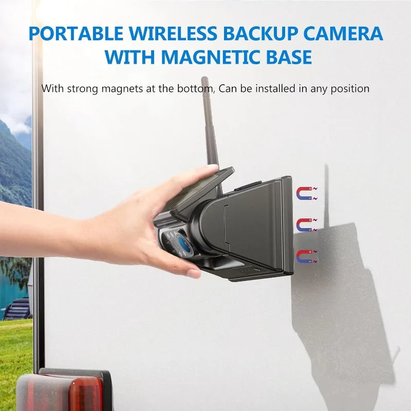 Magnetic Solar Wireless Backup Camera HD1080P 3 Mins DIY Installation DVR 7