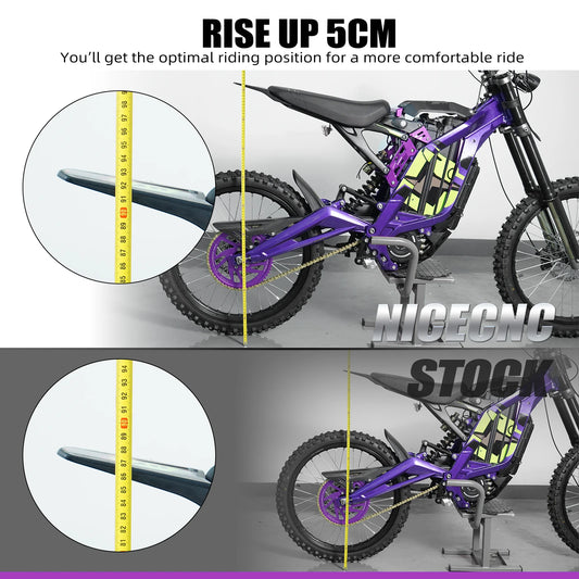 For Surron Light Bee X S L1E NICECNC Electric Dirt Bike 50MM Seat Riser Surron Light Bee X Aluminum Heighten Raise Bracket Kit RISE DEFENSE SYSTEMS.AI PRODUCTS