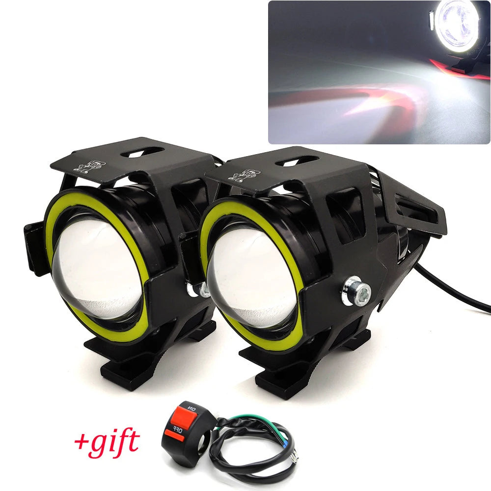 LED headlight for motorcycle Cree LED Angel Eyes DHO U7, strobe light for motorcycle with tube mount RISE DEFENSE SYSTEMS.AI PRODUCTS