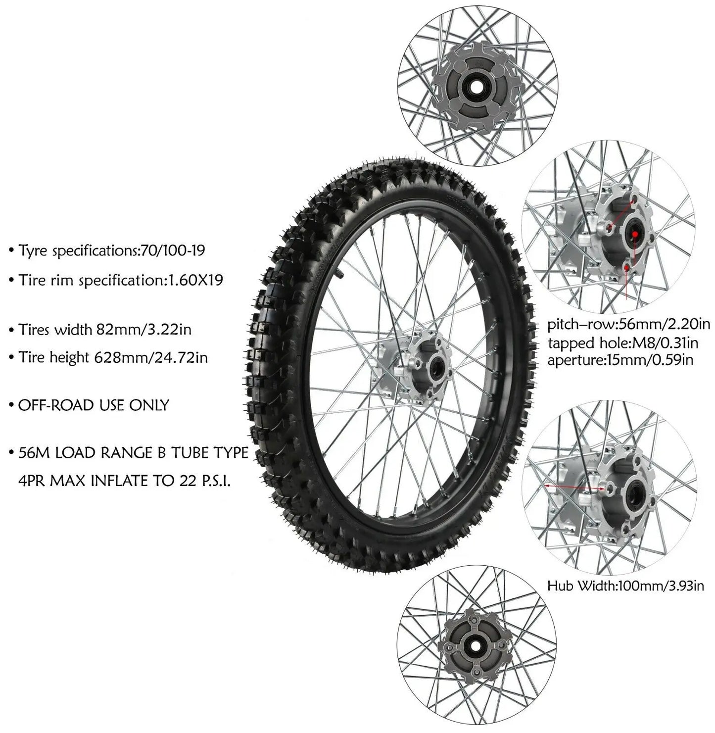 2PCS Front Rear 16" + 19" Wheel 70/100-19 90/100-16 Tire On Rim Fit 15mm Axle for Apollo Taotao 125/150/200/250cc RISE DEFENSE SYSTEMS.AI PRODUCTS