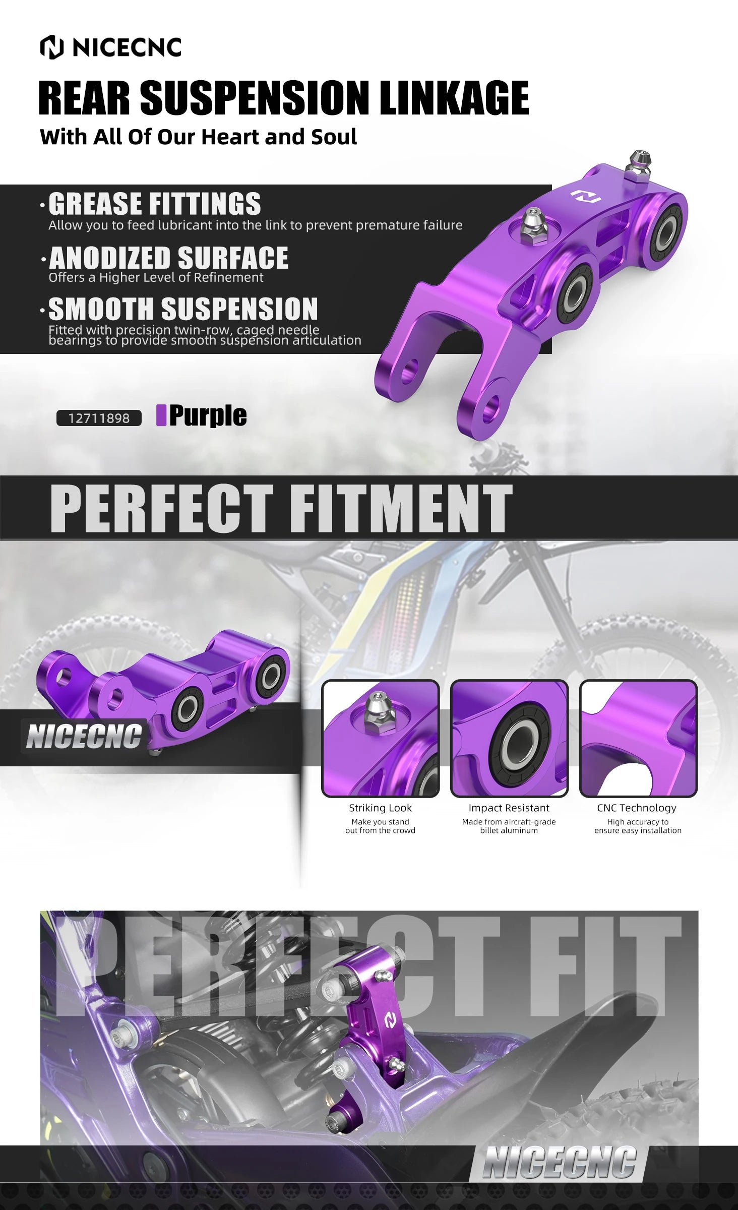 For Surron Light Bee X S L1E Segway X160 X260 Surron NICECNC Electric Dirt Bike Rear Suspension Linkage Shock Absorber Connector RISE DEFENSE SYSTEMS.AI PRODUCTS